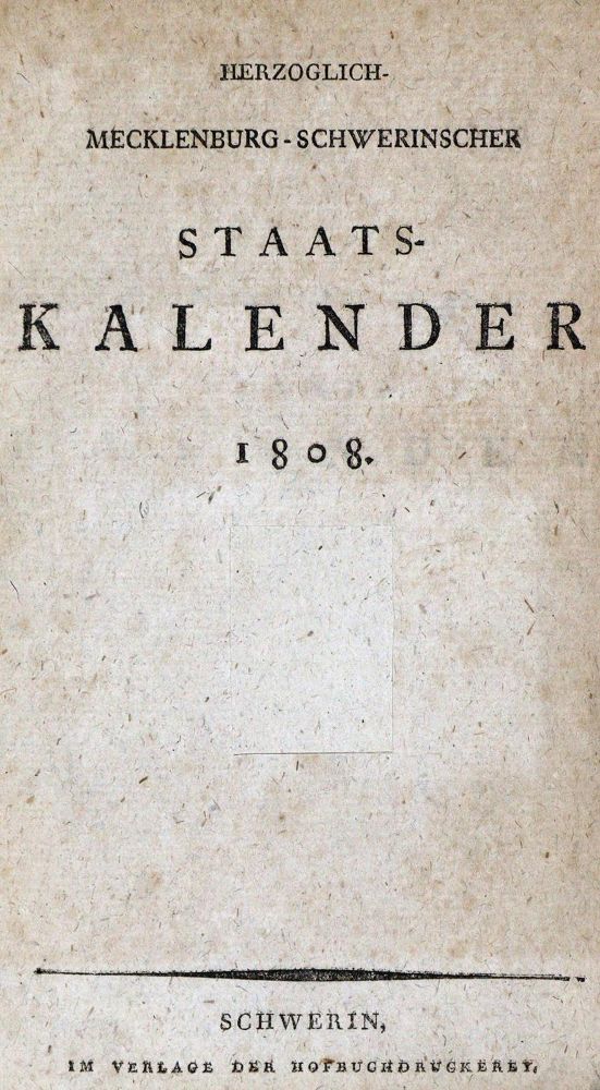 Große Abbildung Nr.1: 134-407 Mecklenburg-Schwerinscher Staats-Kalender.: (Genealogie und Heraldik)