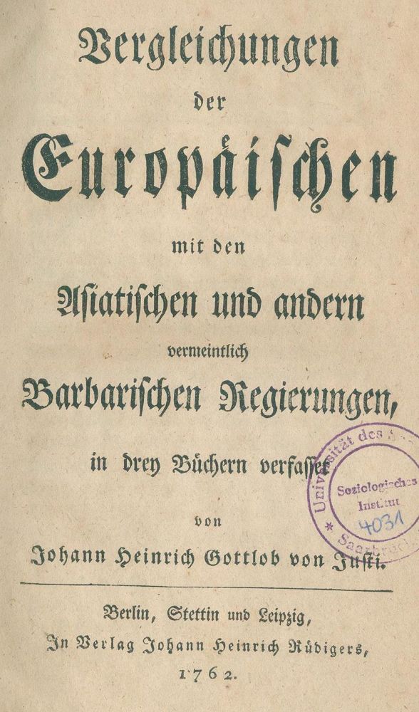 Große Abbildung Nr.1: 134-409 Justi,J.H.G.v.: (Politik und Staatswissenschaften)
