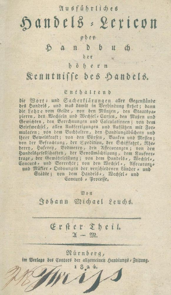 Große Abbildung Nr.1: 134-419 Leuchs,J.M.: (Wirtschaft)