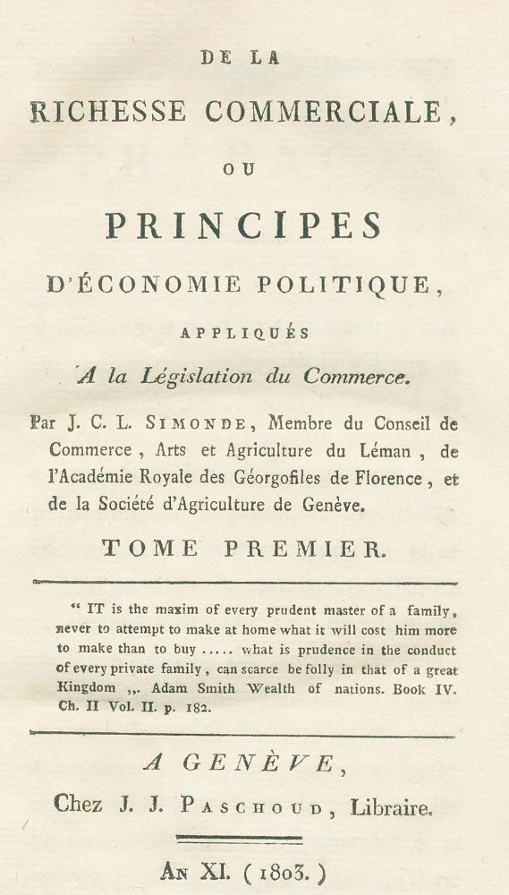 Große Abbildung Nr.1: 134-424 Simonde,J.C.L.: (Wirtschaft)