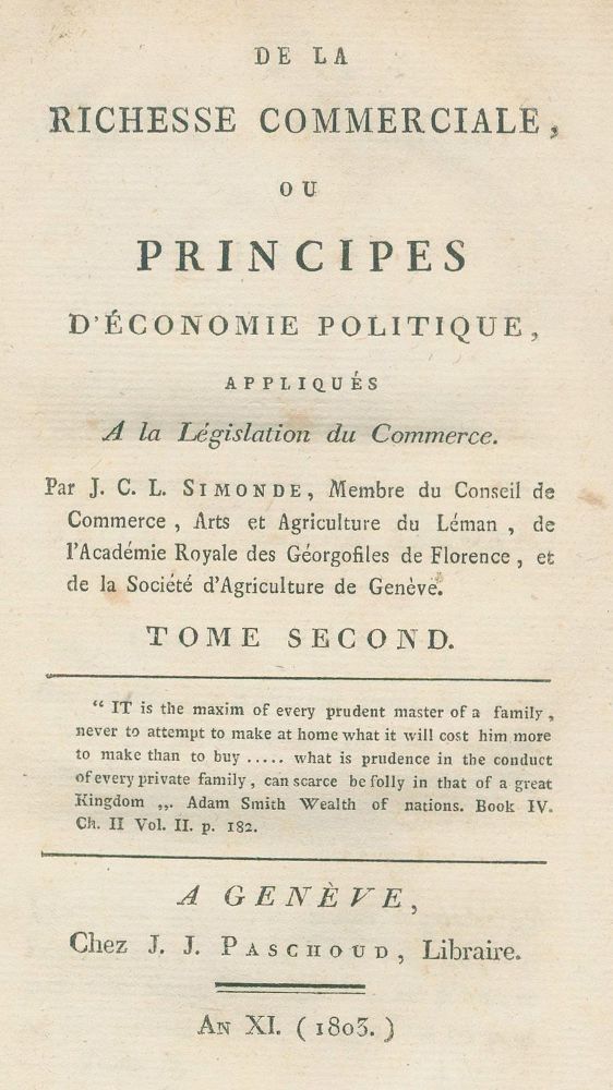 Große Abbildung Nr.2: 134-424 Simonde,J.C.L.: (Wirtschaft)