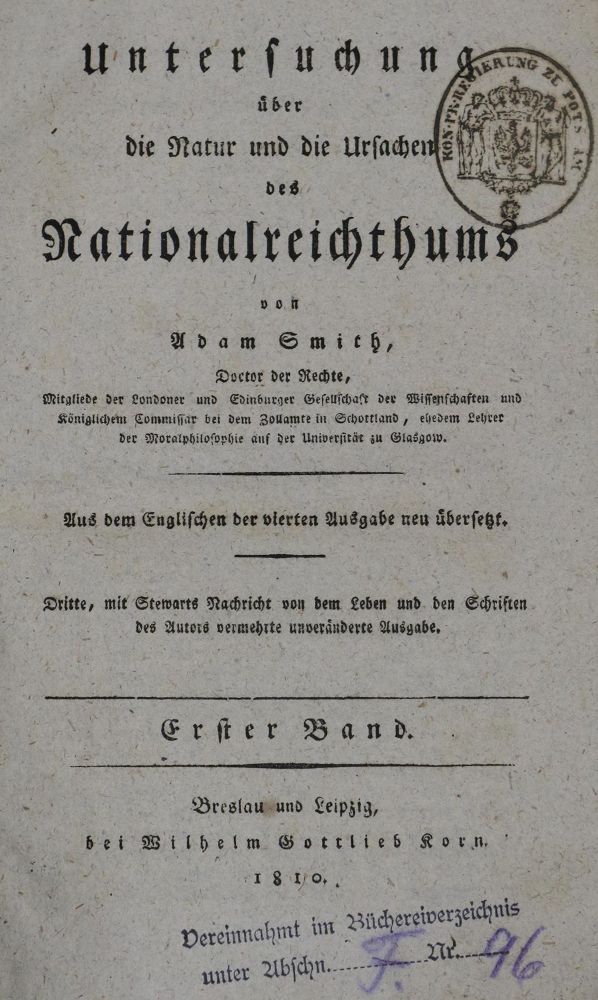 Große Abbildung Nr.1: 134-425 Smith,A.: (Wirtschaft)