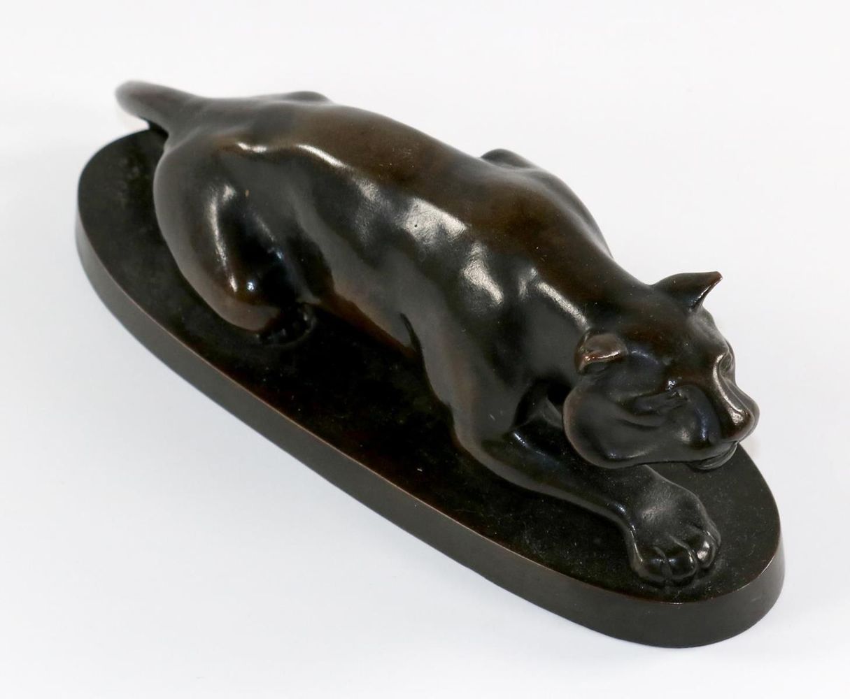 Große Abbildung Nr.3: 134-4256 Panther in Lauerhaltung.: (Künstlergraphik, Skulpturen - Plastiken)