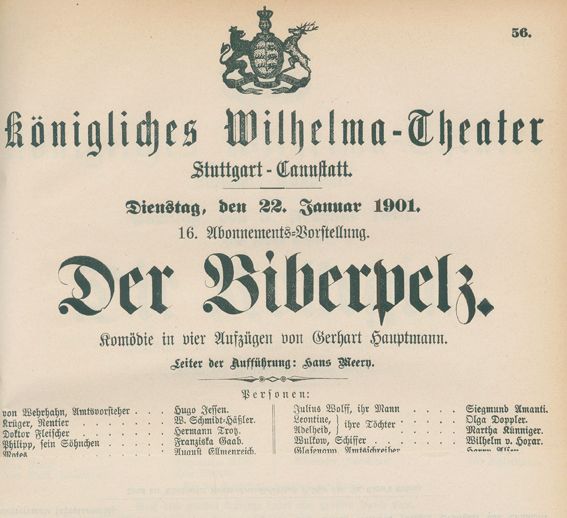 Große Abbildung Nr.1: 134-435 Theaterzettel (Aushangzettel).: (Film - Theater - Tanz, Stuttgart)