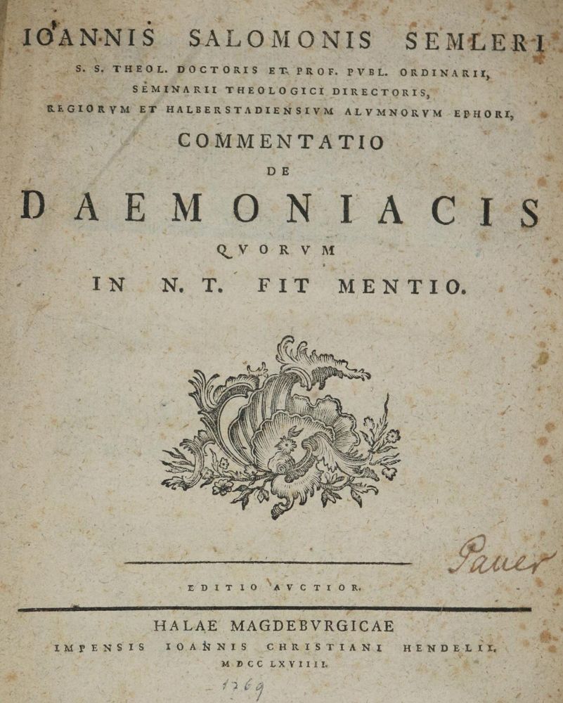 Große Abbildung Nr.1: 134-449 Semler,J.S.: (Grenzwissenschaften und Okkultismus)