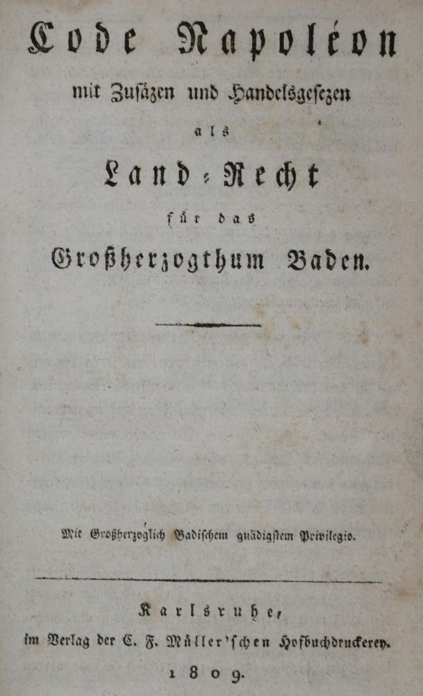 Große Abbildung Nr.1: 134-459 Code Napoleon: (Juridica und Kriminologie, Baden)
