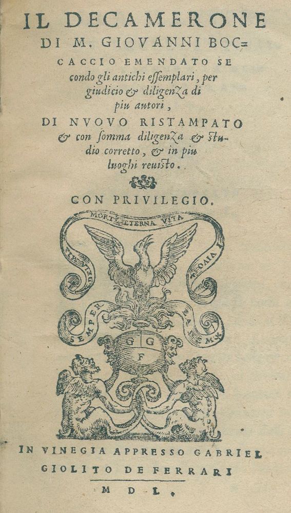 Große Abbildung Nr.1: 134-51 Boccaccio, Giovanni.: (Alte Drucke, Handschriften und Theologie)