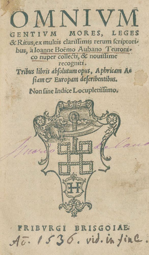 Große Abbildung Nr.1: 134-55 Boëmus, Johannes, Aubanus (d.i. Johann Böhm aus Aub).: (Alte Drucke, Handschriften und Theologie)