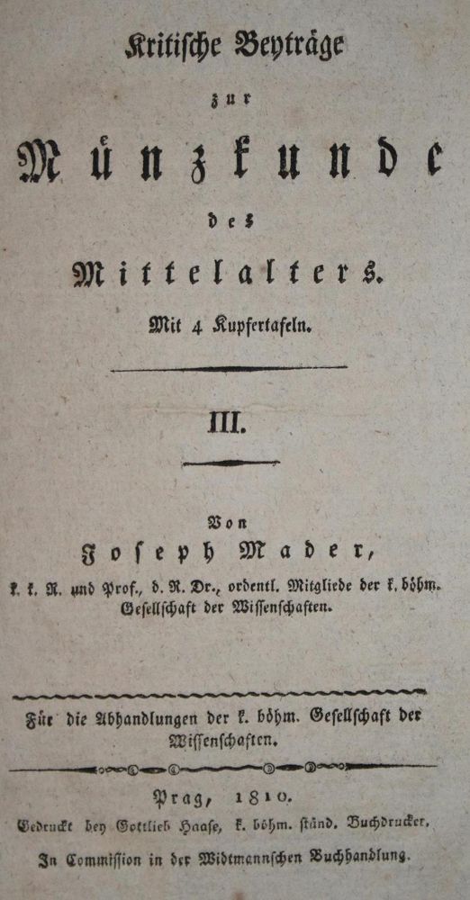 Große Abbildung Nr.1: 134-554 Mader,J.: (Numismatik u. Siegelkunde, Medaillen)