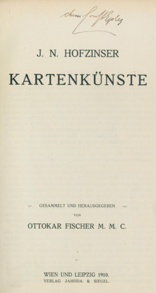 Große Abbildung Nr.1: 134-607 Hofzinser,J.N.: (Zauberei)
