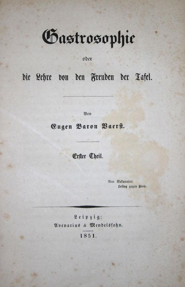 Große Abbildung Nr.1: 134-614 Vaerst,E.: (Küche und Haushalt, Gastrosophie)