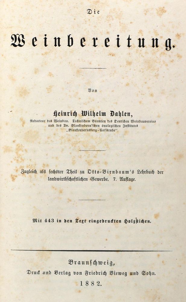 Große Abbildung Nr.3: 134-620 Dahlen,H.W.: (Küche und Haushalt, Getränke, Wein und Weinbau)