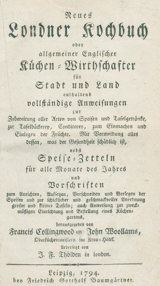 Große Abbildung Nr.2: 134-632 Collingwood,F. u. J.Woollams.: (Küche und Haushalt, Kochbücher)