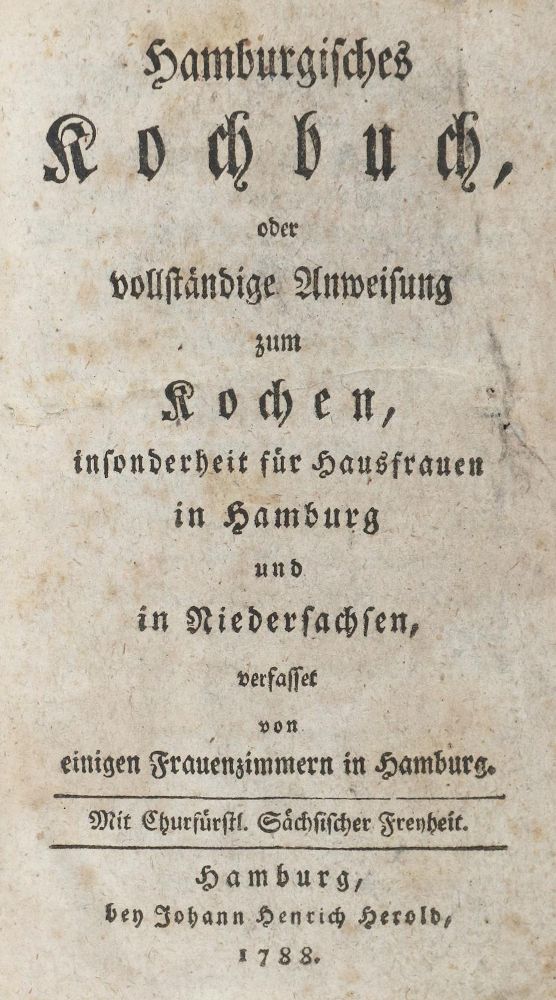 Große Abbildung Nr.1: 134-634 Hamburgisches Kochbuch,: (Küche und Haushalt, Kochbücher, Hamburg)