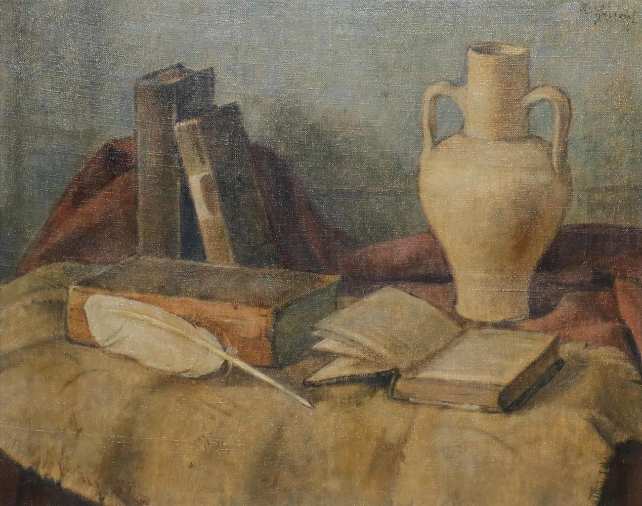 Große Abbildung Nr.1: 134-742 Heinrich,A.: (Bücherstillleben)