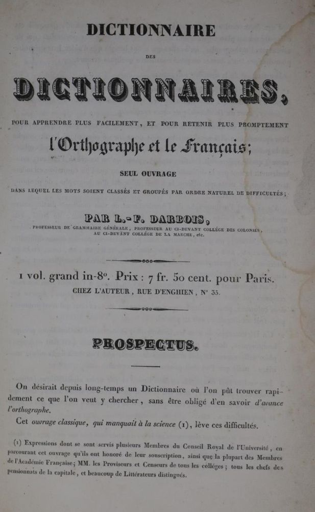 Große Abbildung Nr.1: 134-783 Darbois,L.F.: (Lexika - Wörterbücher - Sprachwissenschaften)