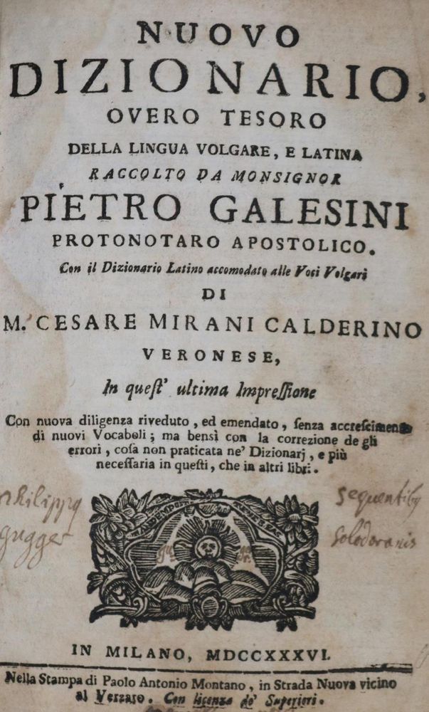 Große Abbildung Nr.1: 134-789 Galesini,P.: (Lexika - Wörterbücher - Sprachwissenschaften)