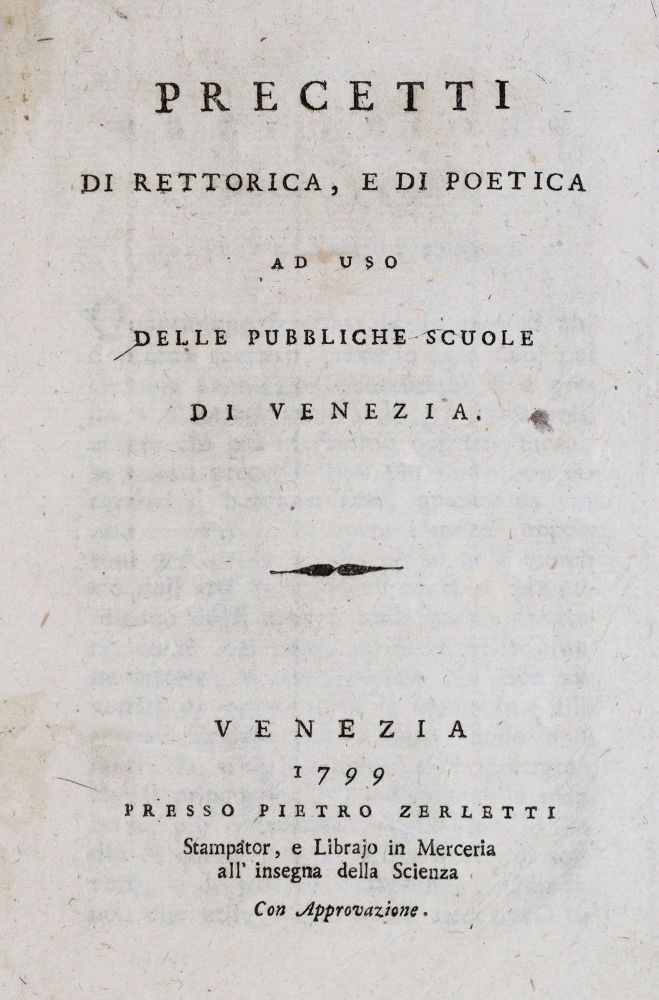 Große Abbildung Nr.1: 134-794 Precetti di Rettorica,: (Lexika - Wörterbücher - Sprachwissenschaften, Italien)