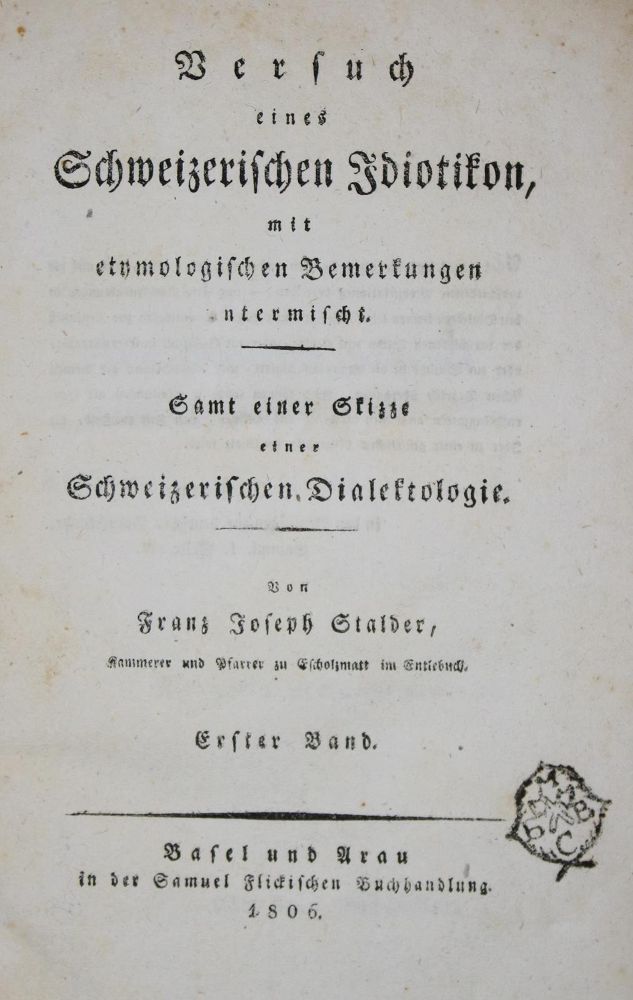 Große Abbildung Nr.1: 134-799 Stalder,F.J.: (Lexika - Wörterbücher - Sprachwissenschaften, Schweiz)