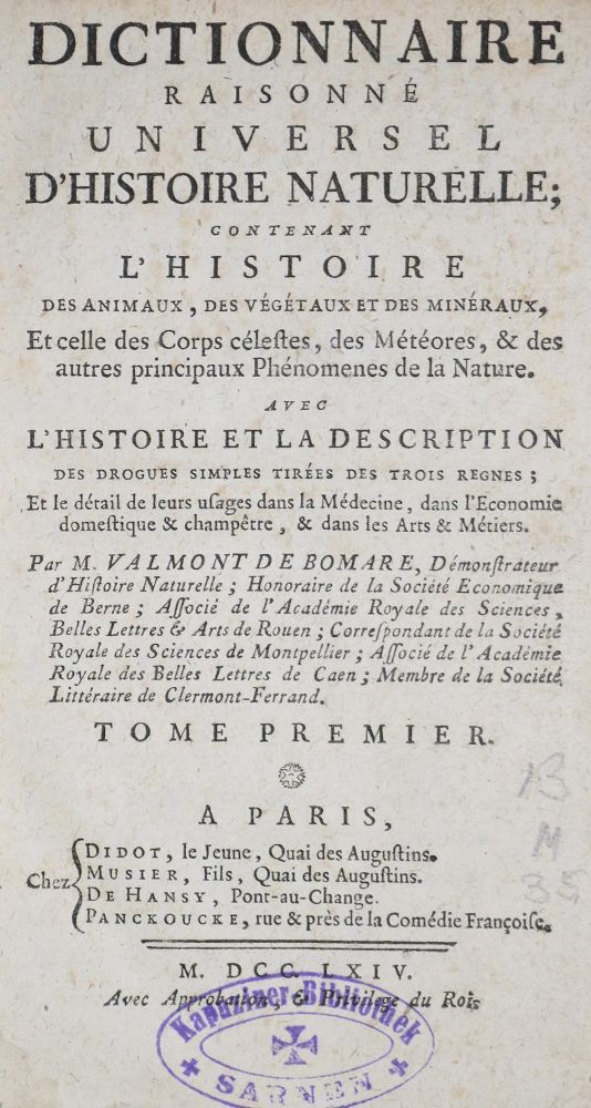 Große Abbildung Nr.2: 134-802 Valmont de Bomare,(J.-C.): (Lexika - Wörterbücher - Sprachwissenschaften)