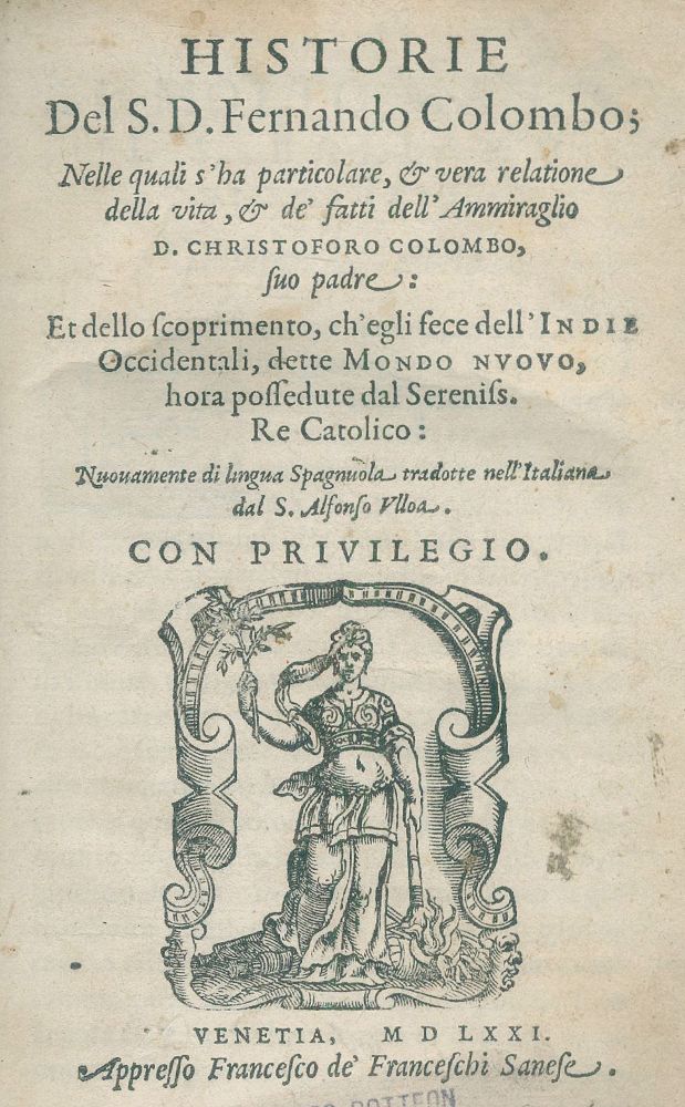 Große Abbildung Nr.1: 134-82 Colombo, Fernando.: (Alte Drucke, Handschriften und Theologie)