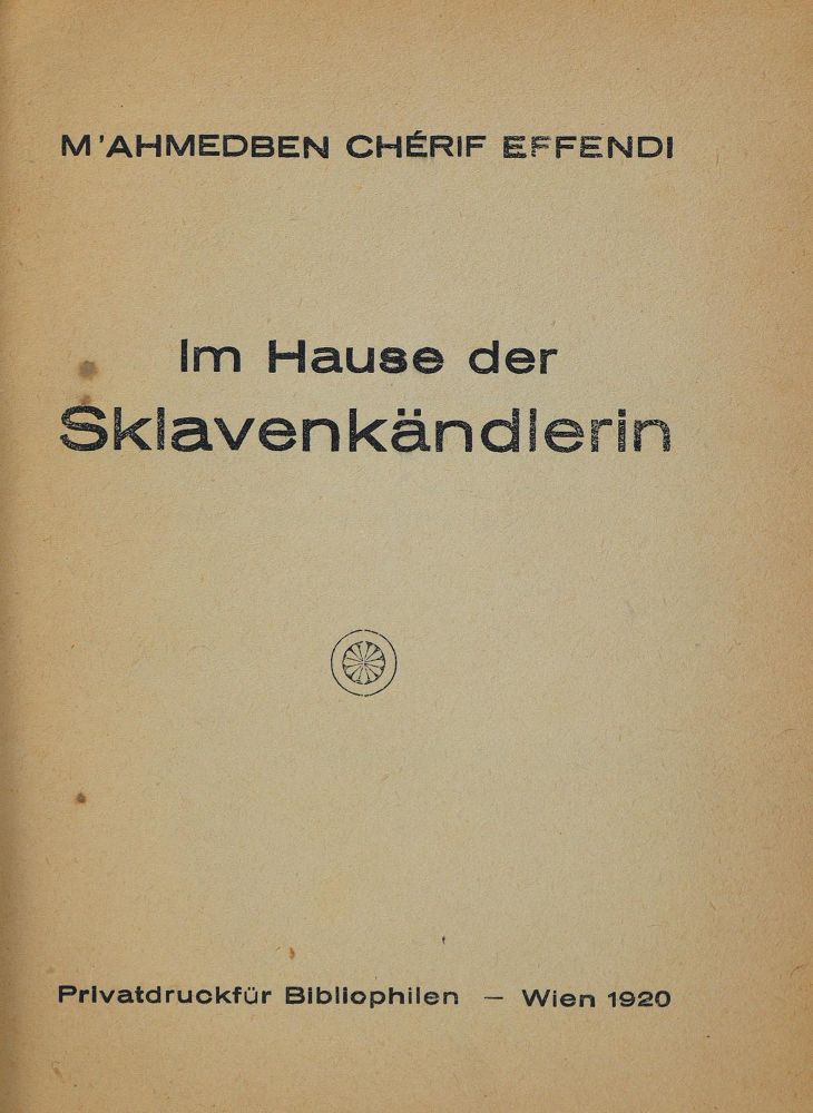 Große Abbildung Nr.1: 134-827 M'Ahmedben Cherif Effendi (Pseud.): (Erotika, Flagellantismus)