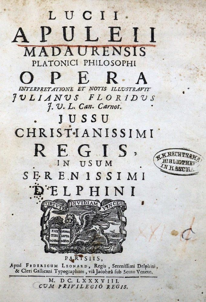 Große Abbildung Nr.1: 134-913 Apuleius,L.: (Literatur und illustrierte Bücher bis 19.Jahrhundert)