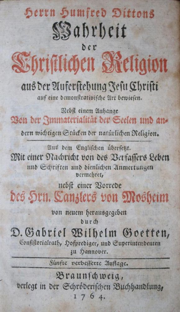 Große Abbildung Nr.1: 134-92 Ditton,H.: (Alte Drucke, Handschriften und Theologie)