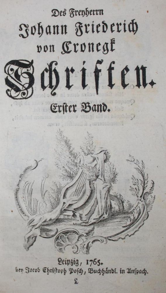 Große Abbildung Nr.1: 134-943 Cronegk,J.F.v.: (Literatur und illustrierte Bücher bis 19.Jahrhundert)
