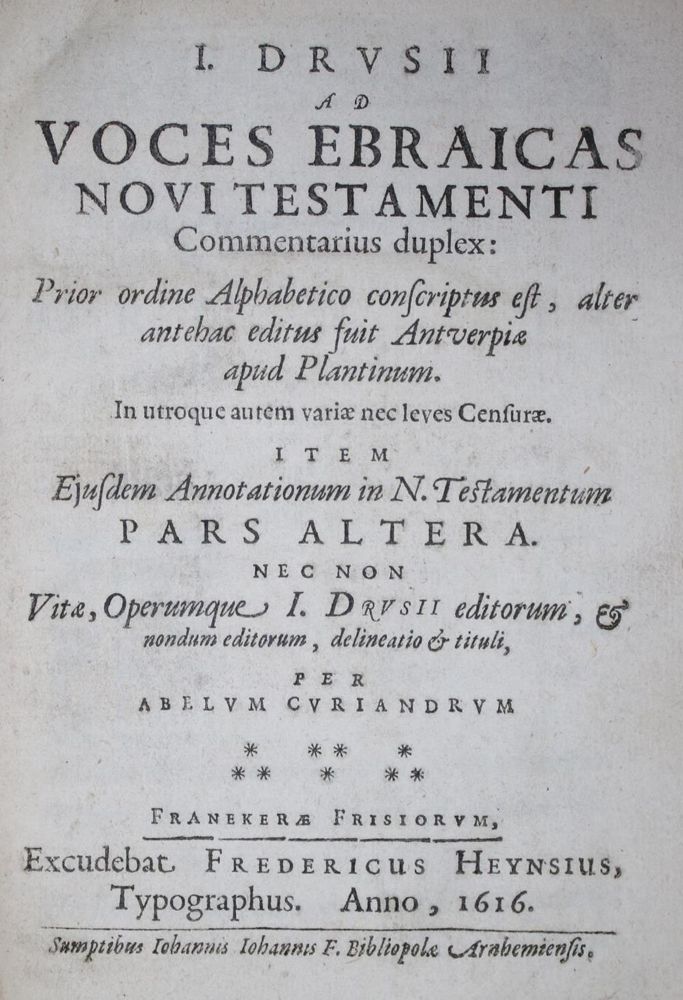 Große Abbildung Nr.1: 134-97 Drusius,J.: (Alte Drucke, Handschriften und Theologie)