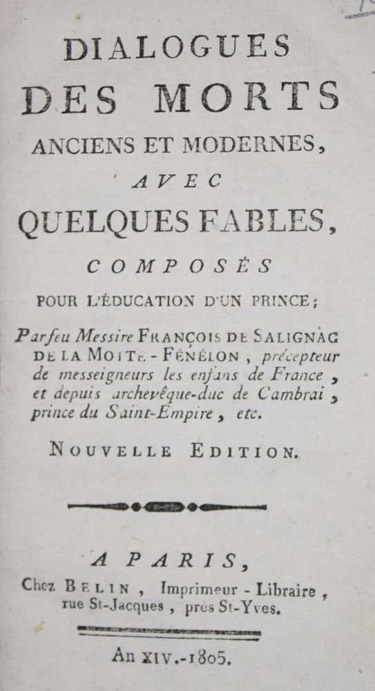 Große Abbildung Nr.1: 134-971 Fenelon,(F.de Salignac de la Mothe).: (Literatur und illustrierte Bücher bis 19.Jahrhundert)