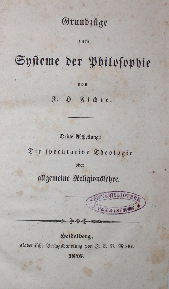 Große Abbildung Nr.1: 134-972 Fichte,I.H.: (Literatur und illustrierte Bücher bis 19.Jahrhundert)