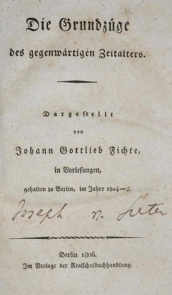 Große Abbildung Nr.1: 134-973 Fichte,J.G.: (Literatur und illustrierte Bücher bis 19.Jahrhundert)