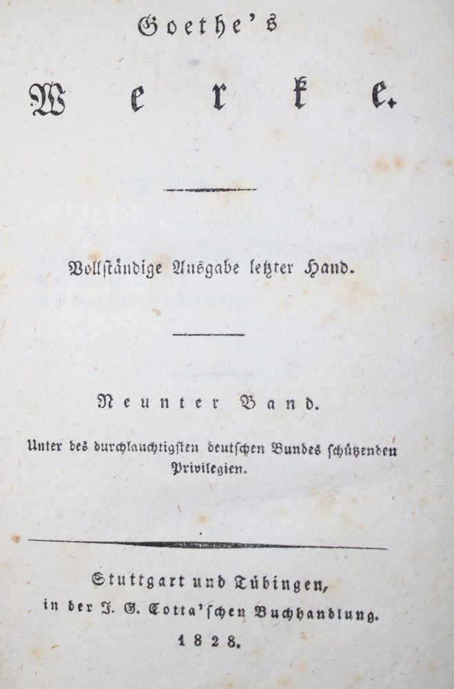 Große Abbildung Nr.1: 134-994 Goethe,J.W.v.: (Literatur und illustrierte Bücher bis 19.Jahrhundert)