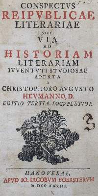 Bild Nr.1: 134-1007 Heumann,C.A.: (Literatur und illustrierte Bücher bis 19.Jahrhundert)