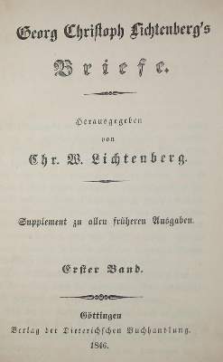 Bild Nr.1: 134-1040 Lichtenberg,G.C.: (Literatur und illustrierte Bücher bis 19.Jahrhundert)