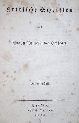 Bild Nr.1: 134-1109 Schlegel,A.W.: (Literatur und illustrierte Bücher bis 19.Jahrhundert)