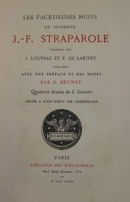 Bild Nr.1: 134-1118 Straparola,G.F.: (Literatur und illustrierte Bücher bis 19.Jahrhundert)