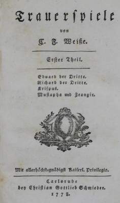 Bild Nr.1: 134-1141 Weiße,C.F.: (Literatur und illustrierte Bücher bis 19.Jahrhundert)