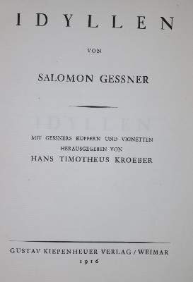 Bild Nr.1: 134-1215 Gessner,S.: (Literatur und illustrierte Bücher 20.Jahrhundert - Alte Literatur in modernen Ausgaben)