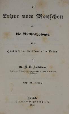 Bild Nr.1: 134-1496 Lindemann,H.S.: (Verschiedene Gebiete - Varia, Anthropologie)