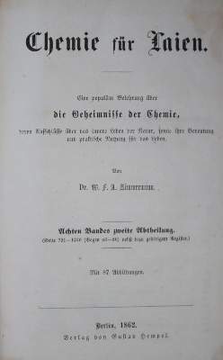 Bild Nr.1: 134-1522 Zimmermann,W.F.A. (d.i. C.G.W.Vollmer).: (Verschiedene Gebiete - Varia, Chemie)