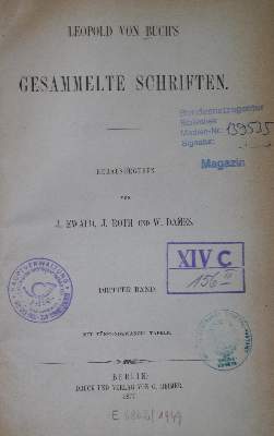 Bild Nr.1: 134-1537 Buch, Leopold von.: (Verschiedene Länder - Geschichte, Geologie - Mineralogie u. Paläontologie)