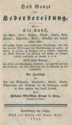 Bild Nr.1: 134-1551 Lange, J. Chr.: (Verschiedene Gebiete - Varia, Lederbearbeitung)
