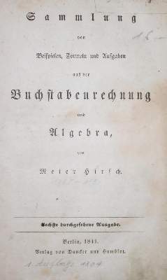Bild Nr.1: 134-1554 Hirsch,M.: (Verschiedene Gebiete - Varia, Mathematik)