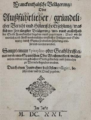 Bild Nr.1: 134-1719 Franckenthalische Belägerung.: (Deutschland, Frankenthal)