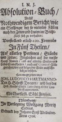Bild Nr.1: 134-174 Hartmann,J.L.: (Alte Drucke, Handschriften und Theologie)