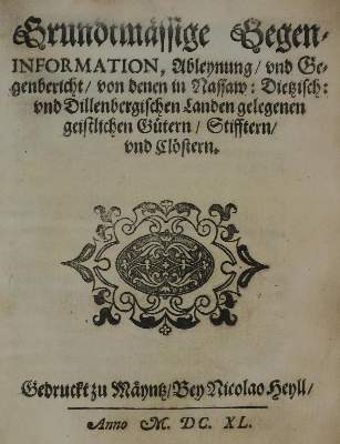 Bild Nr.1: 134-1772 Grundtmässige Gegen-Information,: (Deutschland, Nassau)