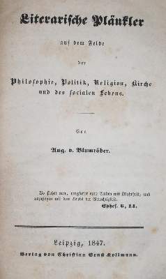 Bild Nr.1: 134-1796 Blumröder,A.v.: (Deutschland, Revolution 1848/49 - Vormärz - Politik)