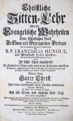 Bild Nr.1: 134-192 Hunolt,F.: (Alte Drucke, Handschriften und Theologie)